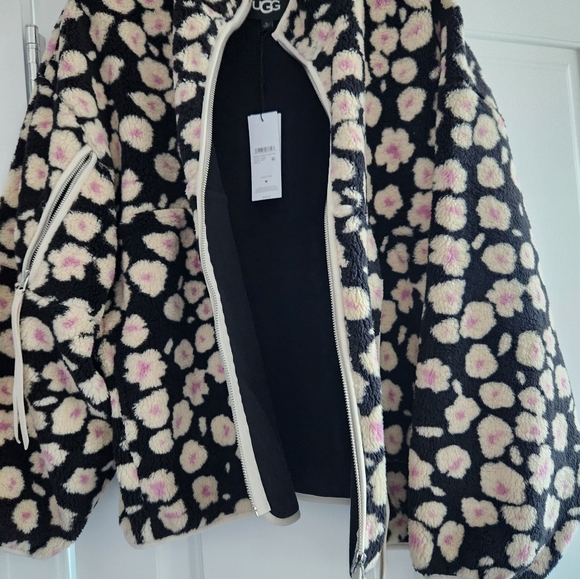 UGG "Marlene" floral fleece jacket w/ stand-up collar - Picture 7 of 10